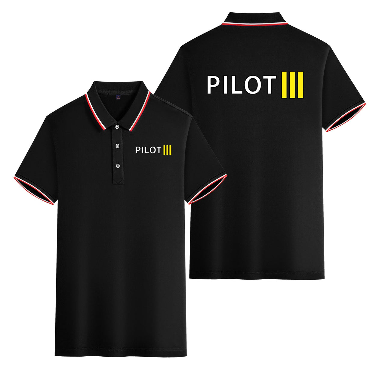 Pilot & Stripes (3 Lines) Designed Stylish Polo T-Shirts (Double-Side)