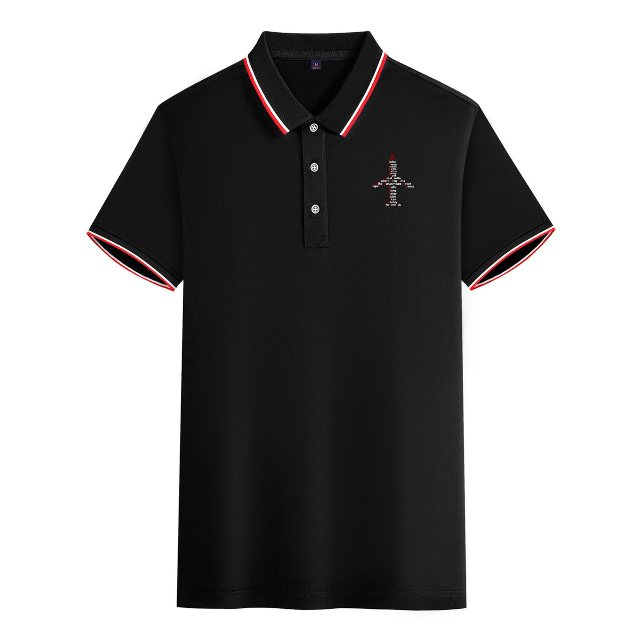 Airplane Shape Aviation Alphabet Designed Stylish Polo T-Shirts