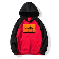 Thumbnail for Close up to Boeing 747 Landing at Sunset Designed Colourful Hoodies