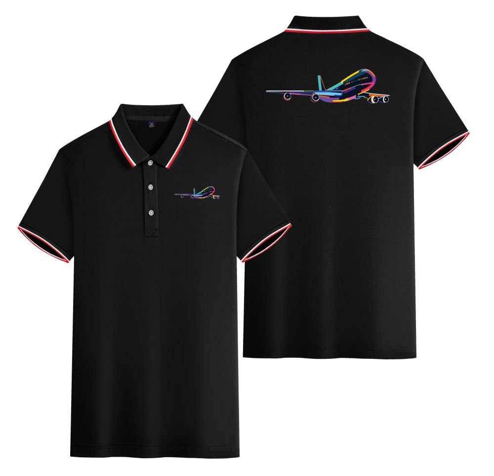 Multicolor Airplane Designed Stylish Polo T-Shirts (Double-Side)