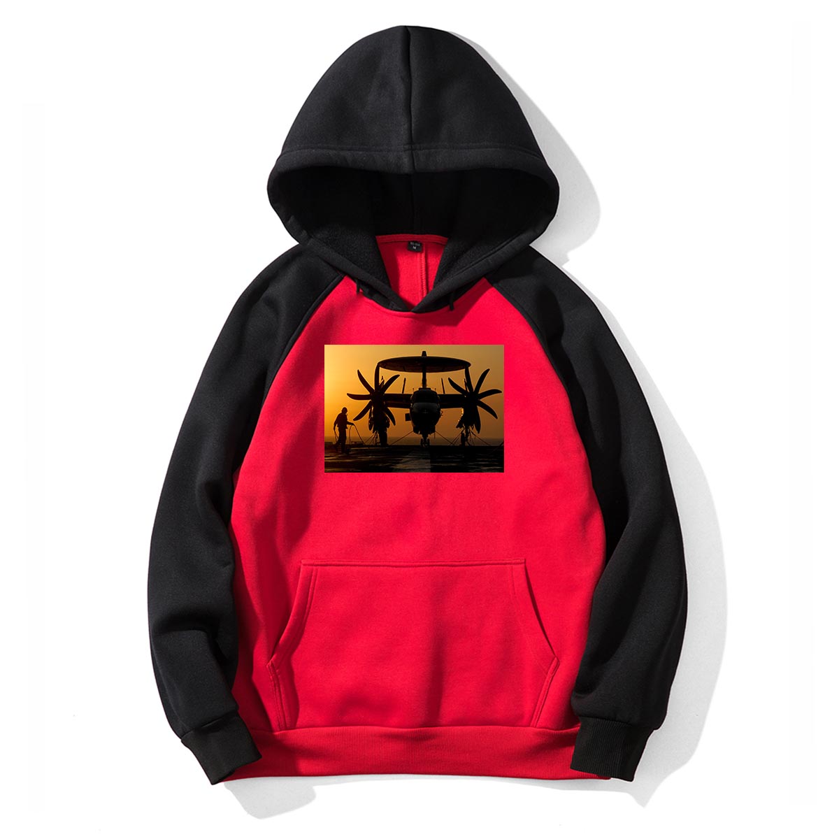 Military Plane at Sunset Designed Colourful Hoodies