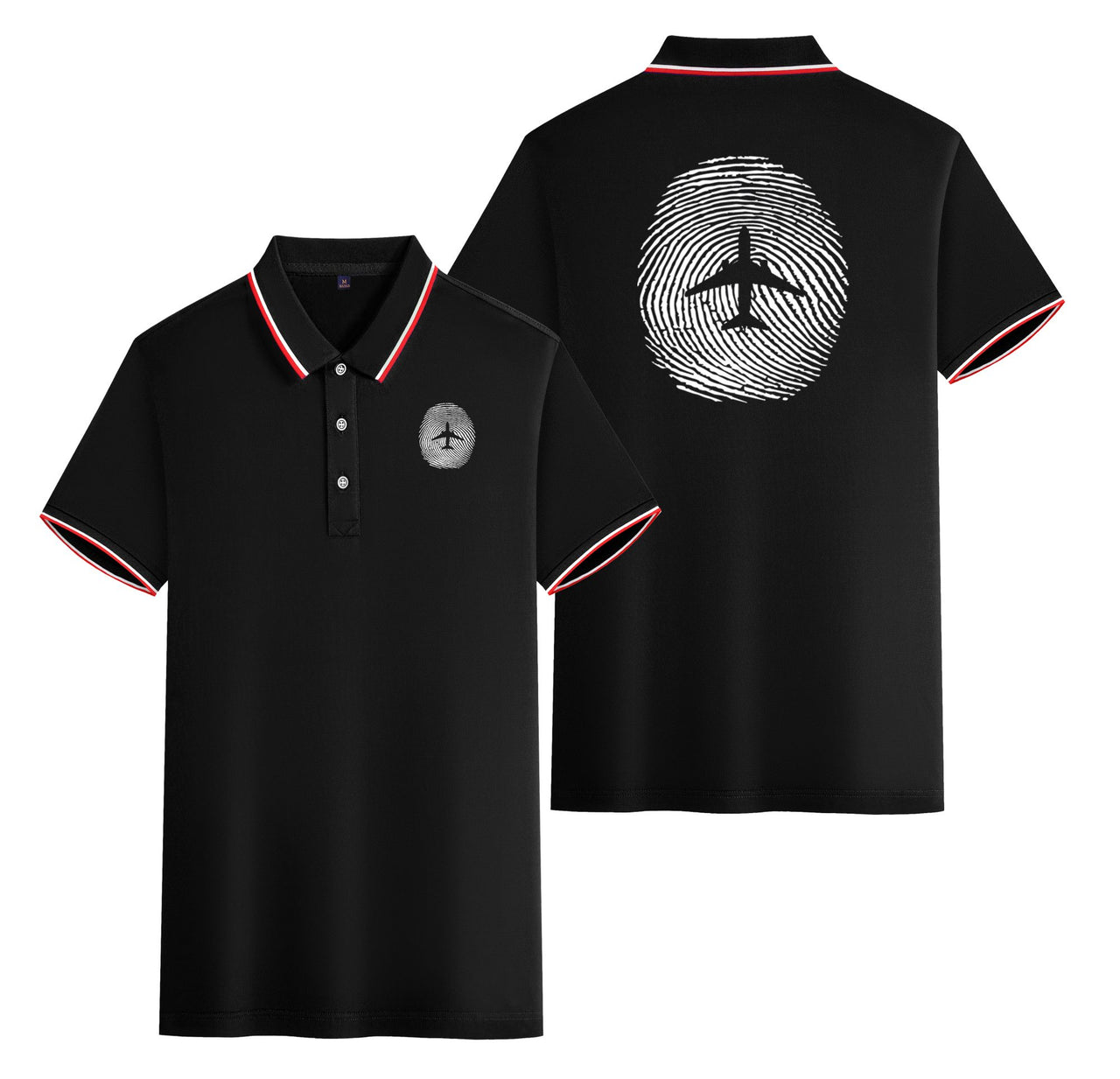 Aviation Finger Print Designed Stylish Polo T-Shirts (Double-Side)