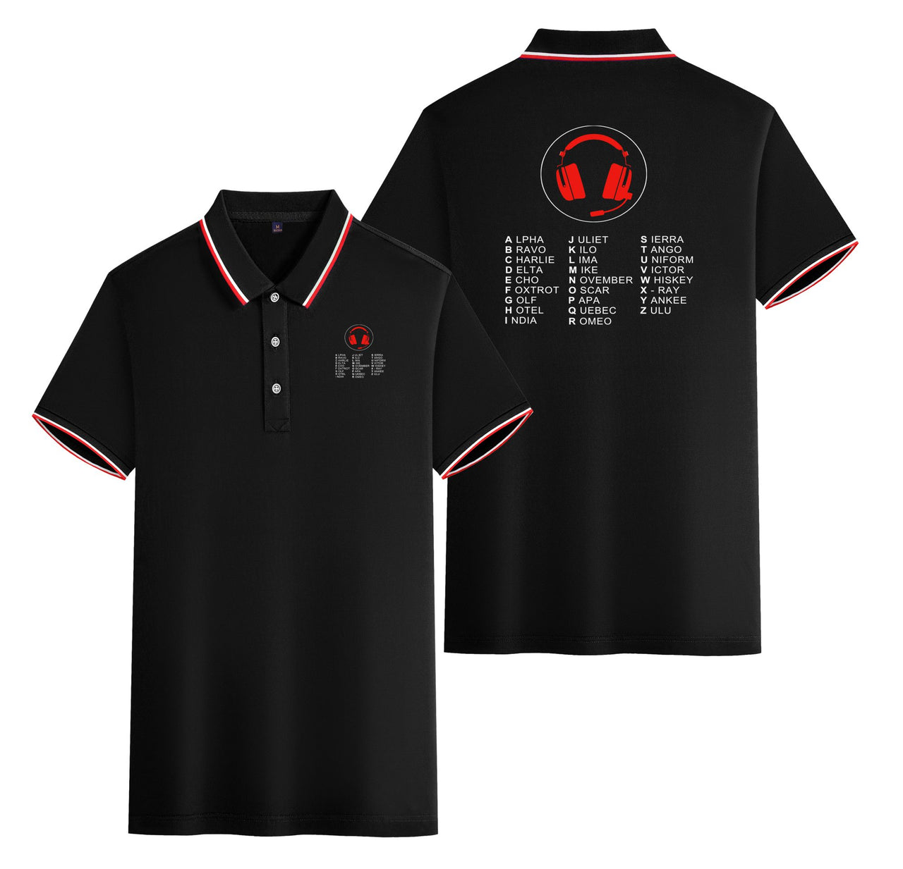 Aviation Alphabet 3 Designed Stylish Polo T-Shirts (Double-Side)
