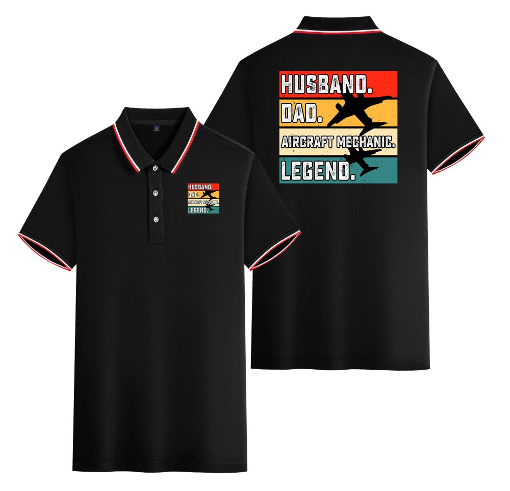 Husband & Dad & Aircraft Mechanic & Legend Designed Stylish Polo T-Shirts (Double-Side)