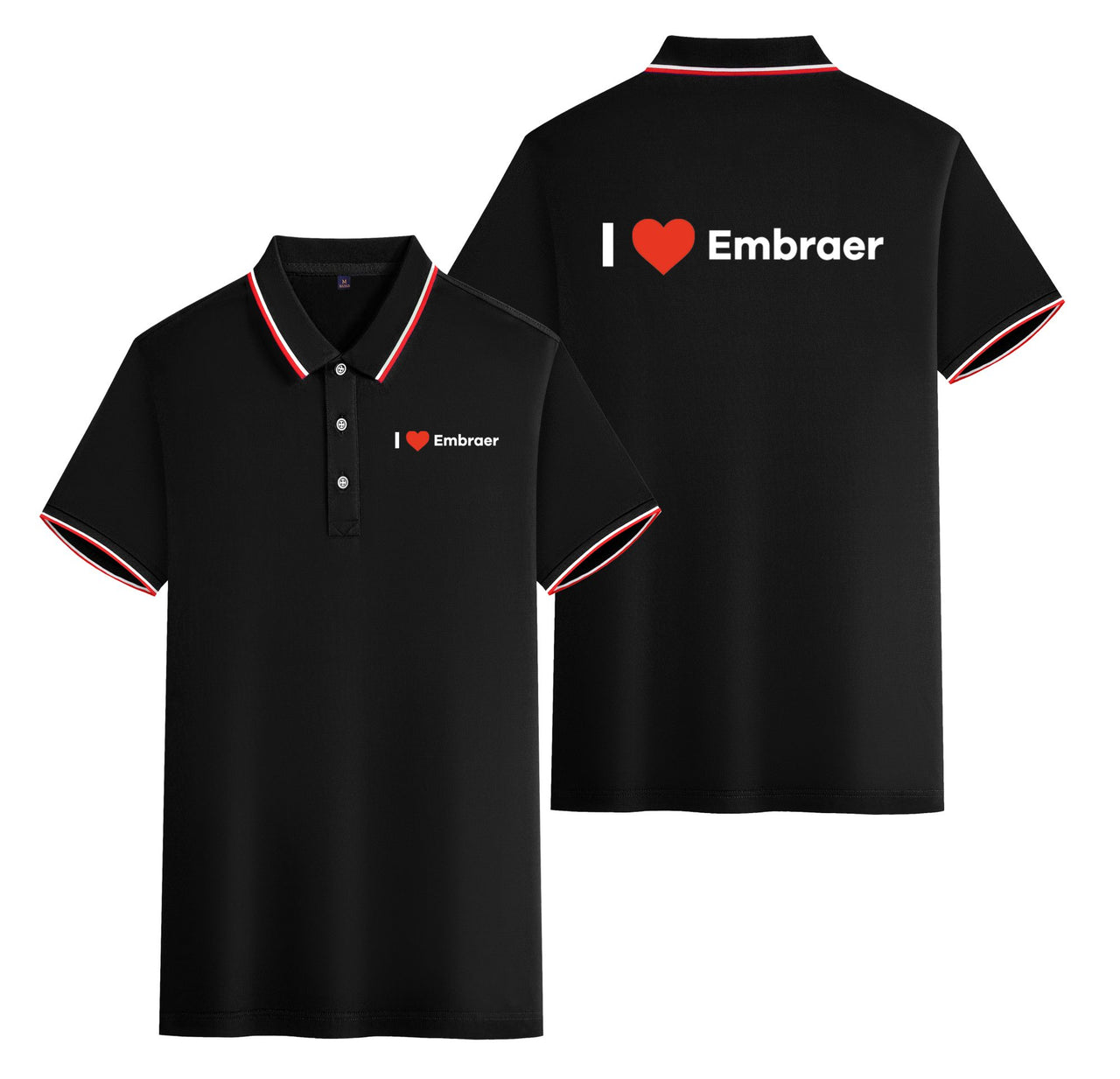 I Love Embraer Designed Stylish Polo T-Shirts (Double-Side)