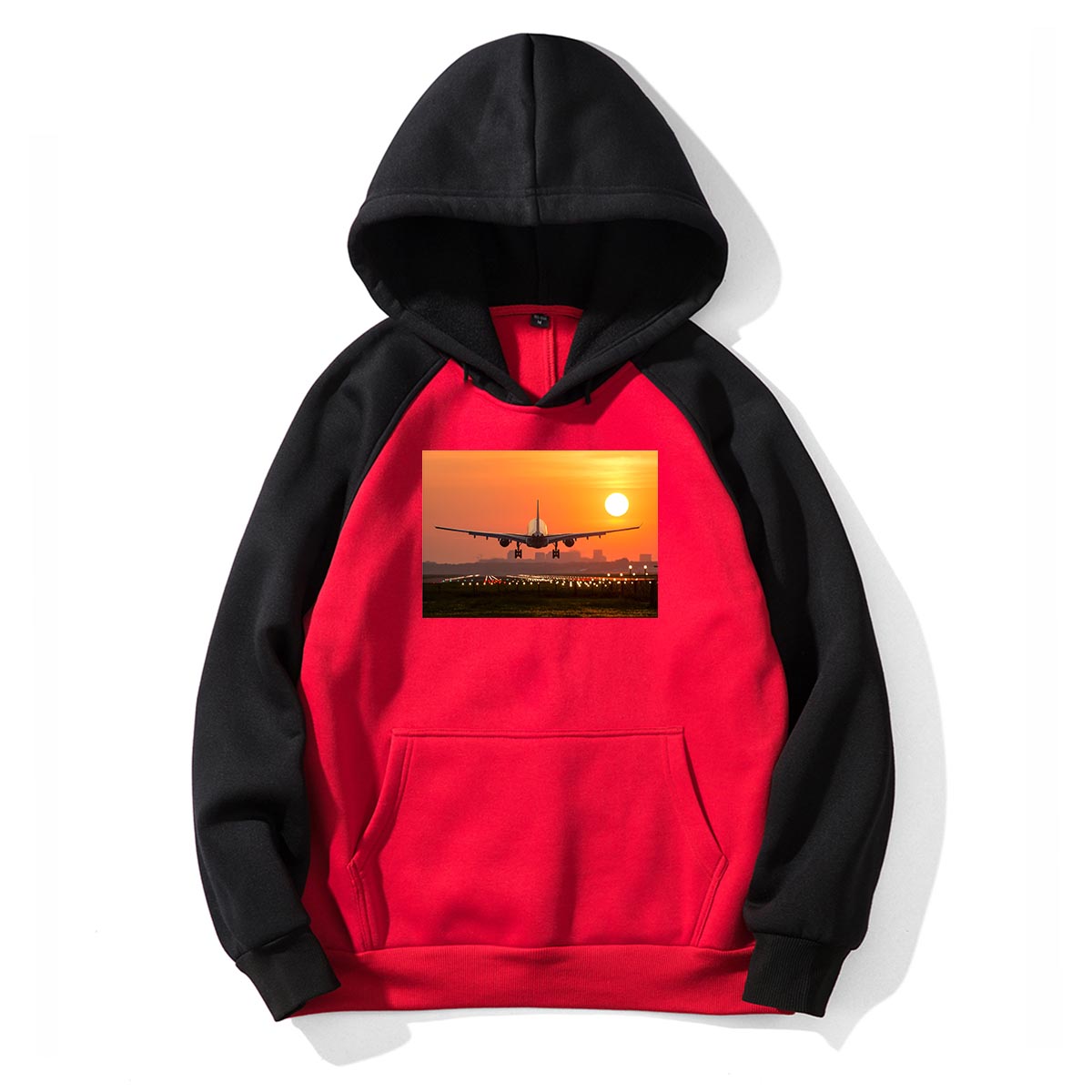 Amazing Airbus A330 Landing at Sunset Designed Colourful Hoodies