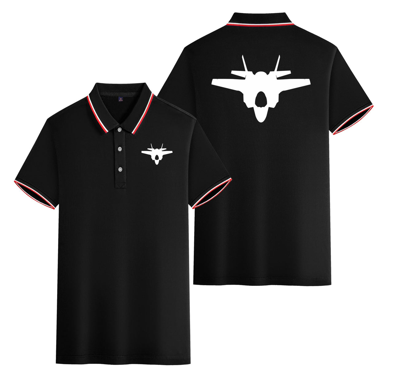 Fighter Jet 35 Silhouette Designed Stylish Polo T-Shirts (Double-Side)