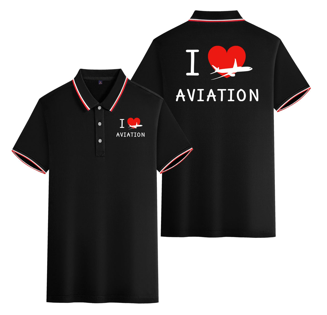 I Love Aviation Designed Stylish Polo T-Shirts (Double-Side)