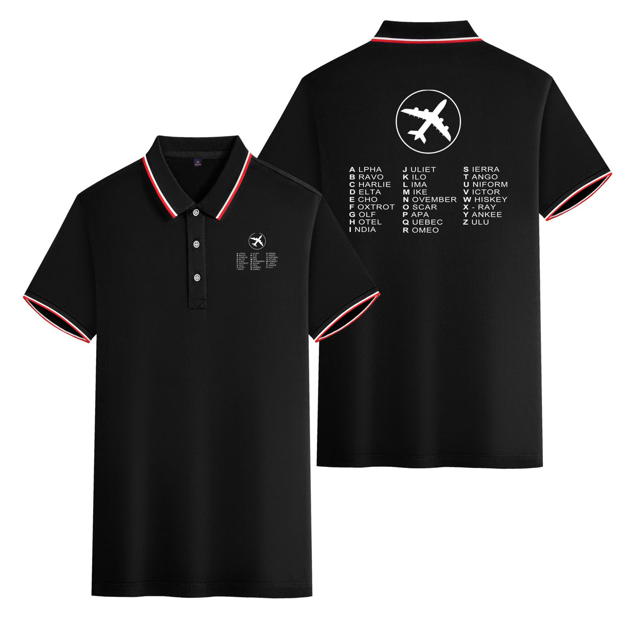 Aviation Alphabet 2 Designed Stylish Polo T-Shirts (Double-Side)