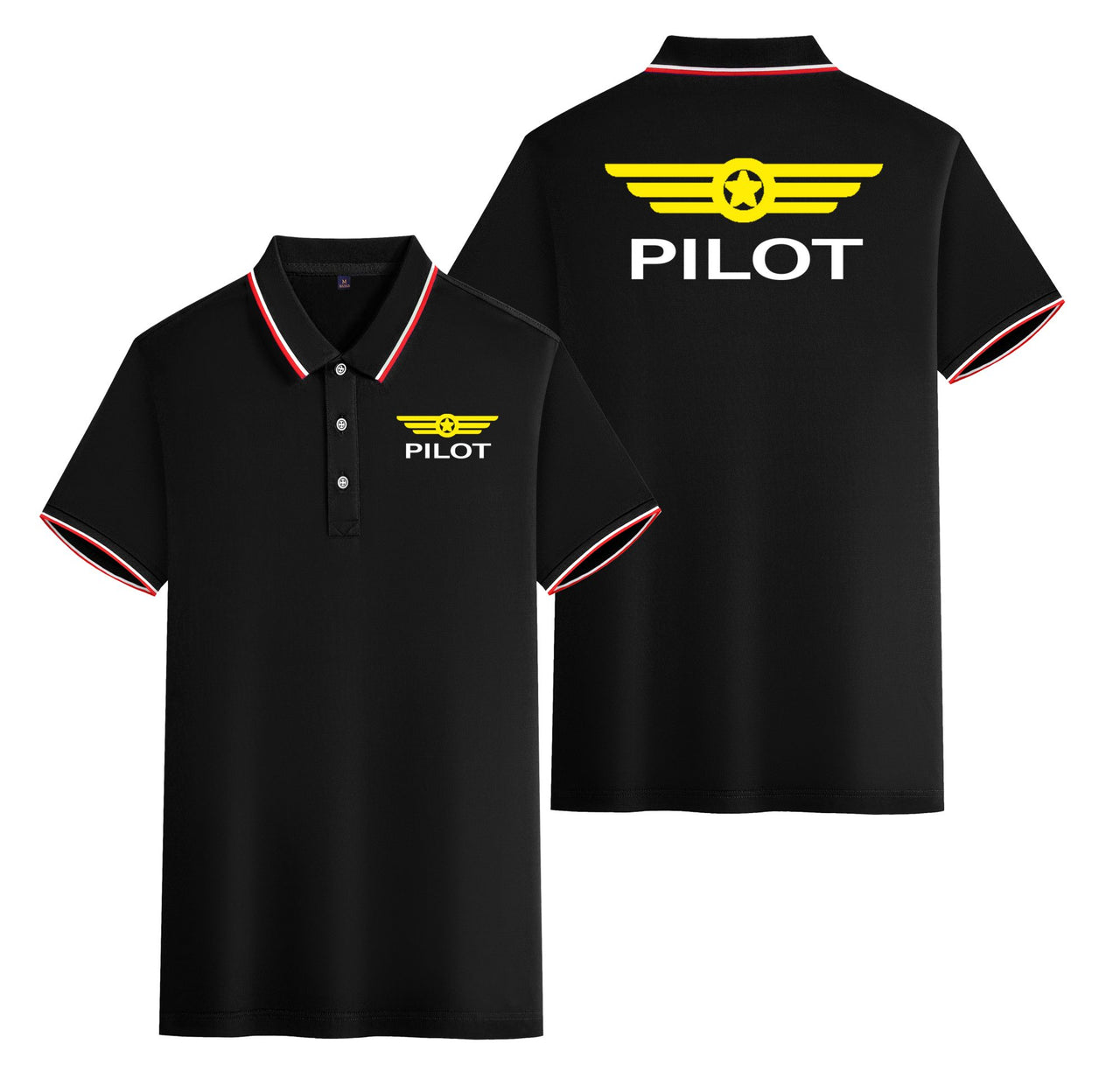Pilot & Badge Designed Stylish Polo T-Shirts (Double-Side)