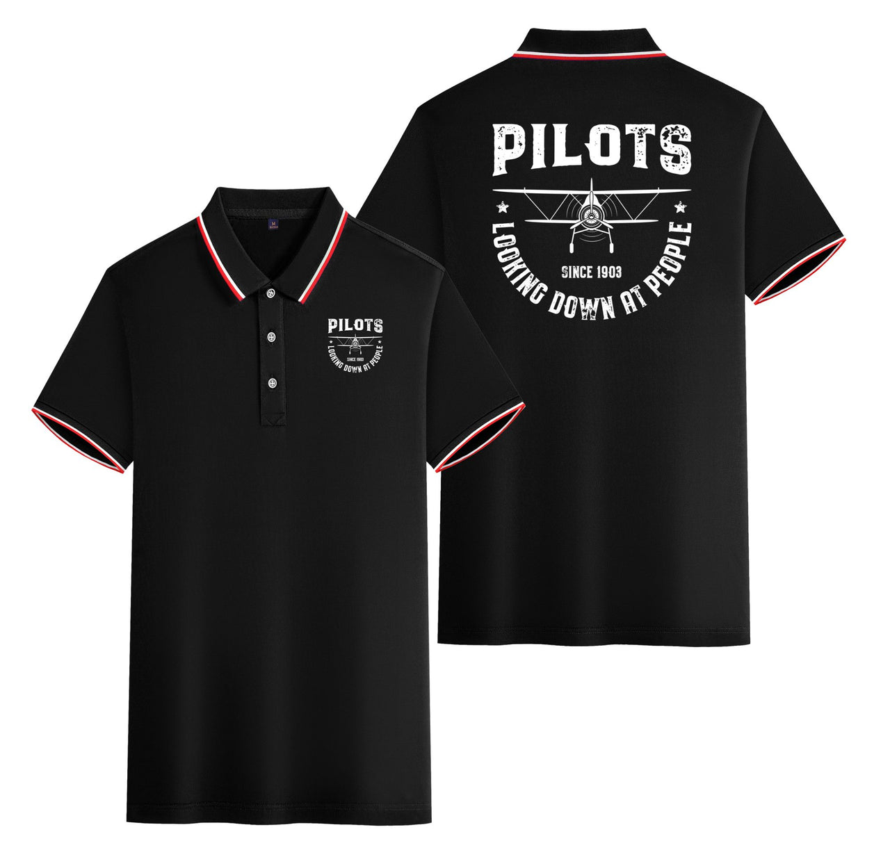 Pilots Looking Down at People Since 1903 Designed Stylish Polo T-Shirts (Double-Side)