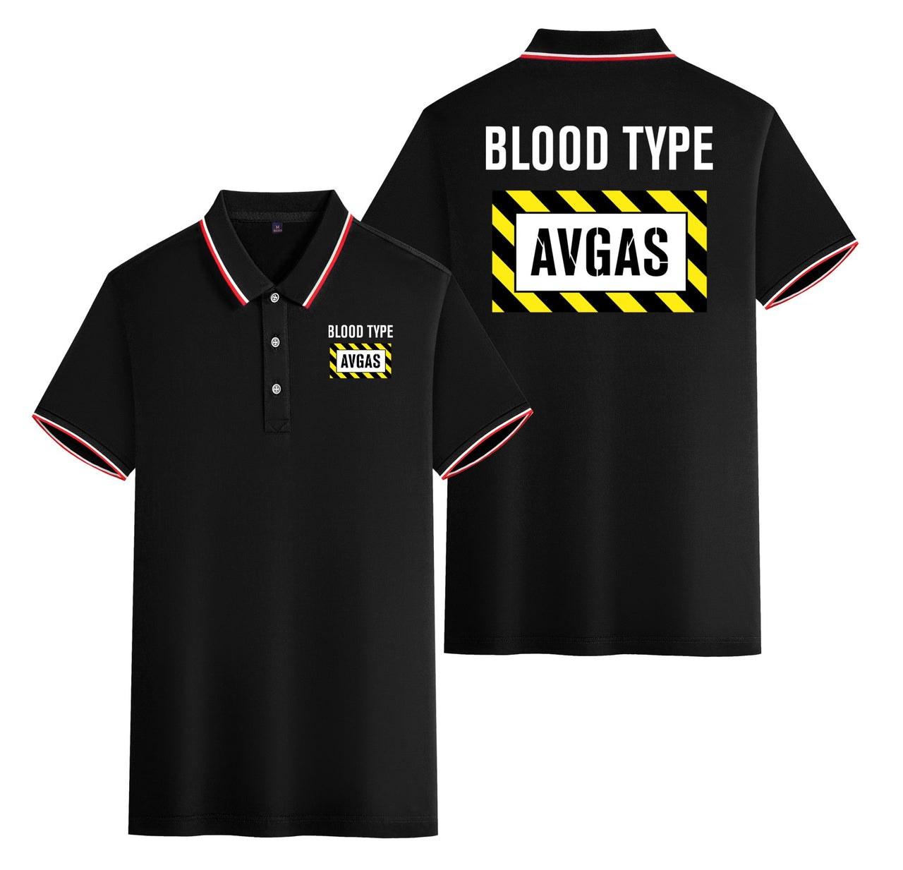 Blood Type AVGAS Designed Stylish Polo T-Shirts (Double-Side)