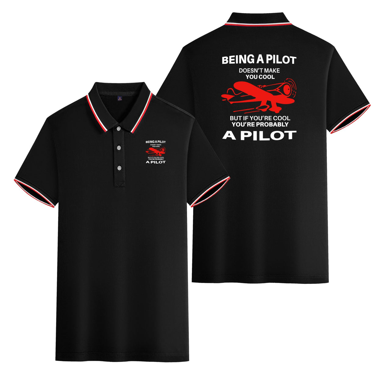 If You're Cool You're Probably a Pilot Designed Stylish Polo T-Shirts (Double-Side)