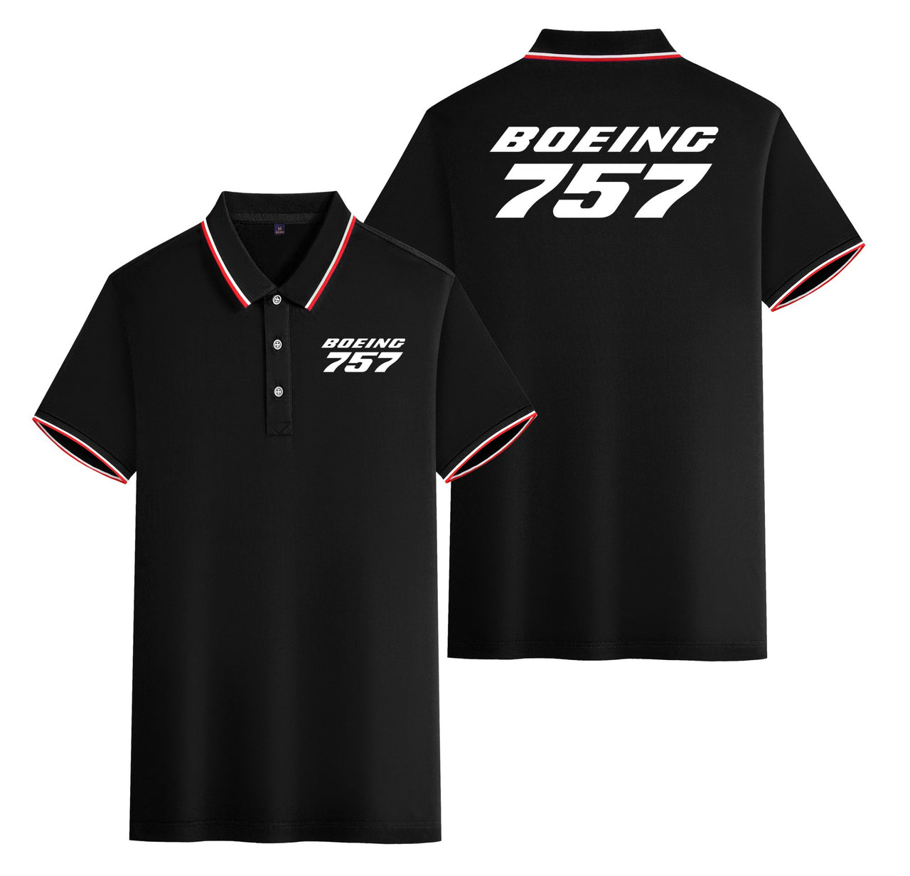Boeing 757 & Text Designed Stylish Polo T-Shirts (Double-Side)