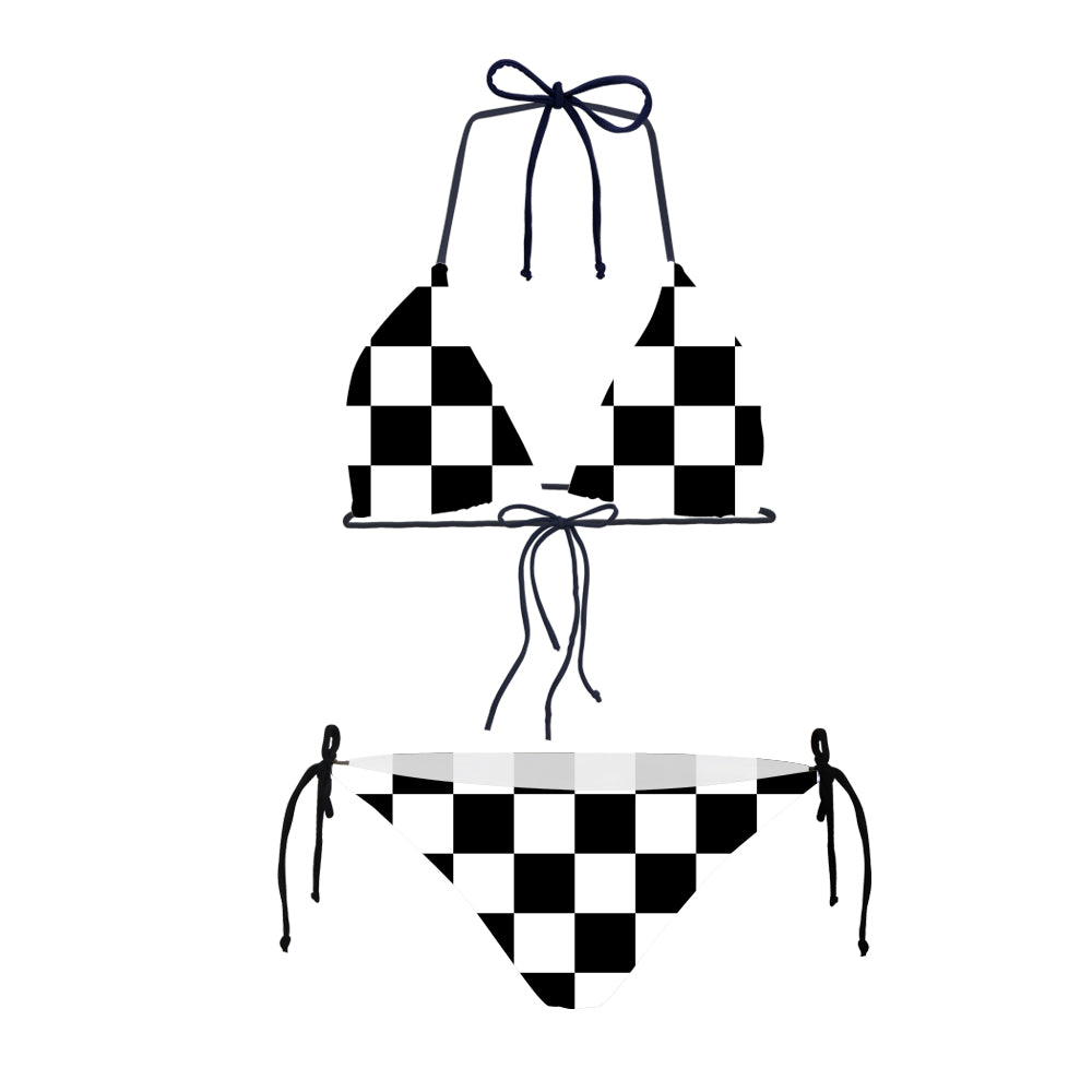 Black & White Boxes Designed Triangle Bikini
