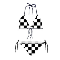 Thumbnail for Black & White Boxes Designed Triangle Bikini