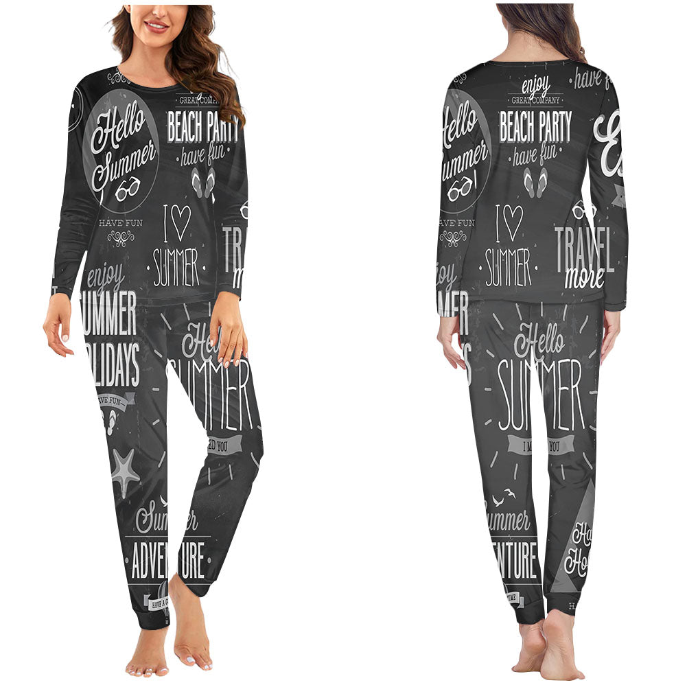 Black & White Super Travel Icons Designed Pijamas