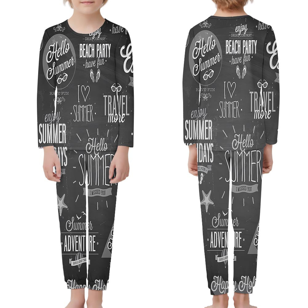 Black & White Super Travel Icons Designed "Children" Pijamas