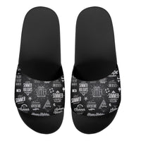 Thumbnail for Black & White Super Travel Icons Designed Sport Slippers