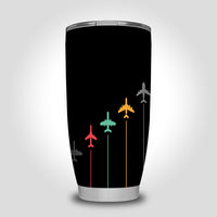 Thumbnail for Black & White Super Travel Icons Black Designed Tumbler Travel Mugs