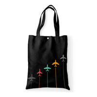 Thumbnail for Black & White Super Travel Icons Black Designed Tote Bags