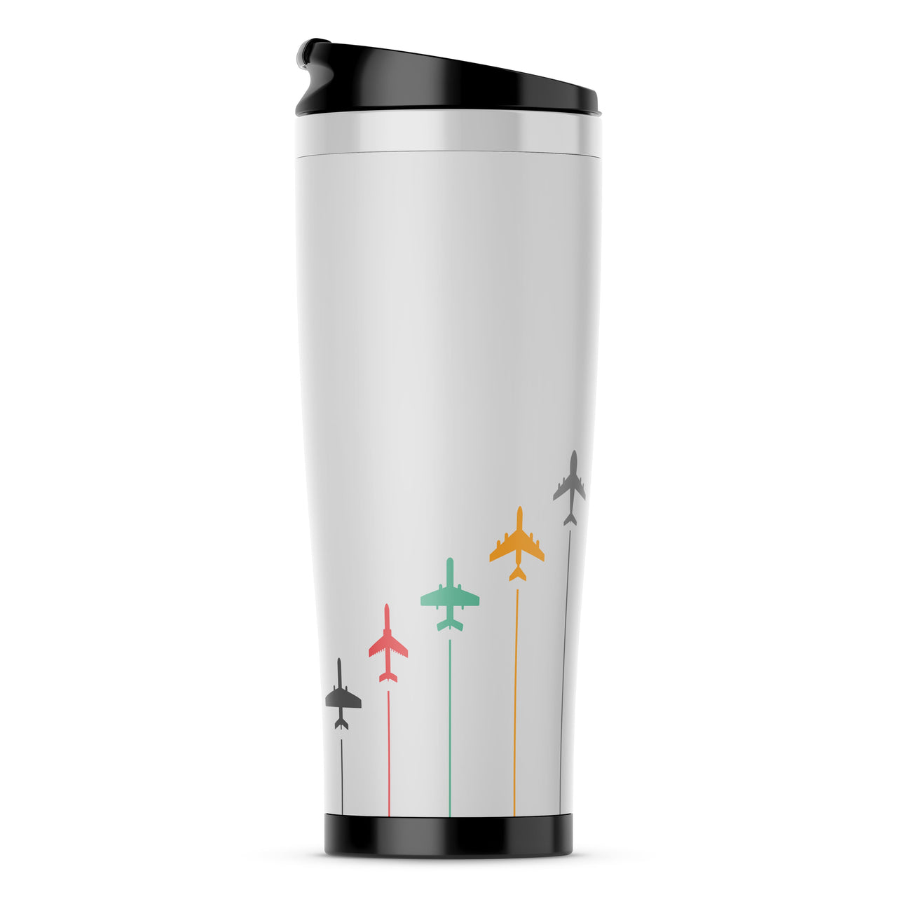 Black & White Super Travel Icons Designed Travel Mugs