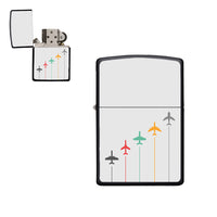 Thumbnail for Black & White Super Travel Icons Light Gray Designed Metal Lighters