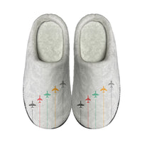 Thumbnail for Black & White Super Travel Icons Light Gray Designed Cotton Slippers