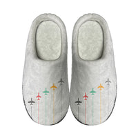 Thumbnail for Black & White Super Travel Icons Light Gray Designed Cotton Slippers