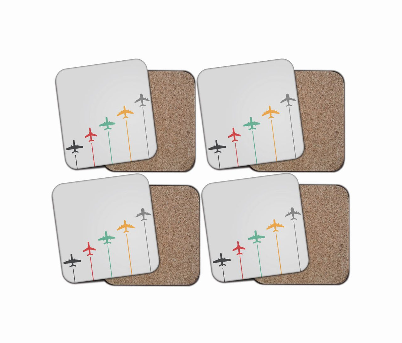 Black & White Super Travel Icons Light Gray Designed Coasters