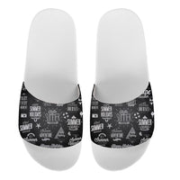 Thumbnail for Black & White Super Travel Icons Designed Sport Slippers