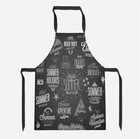 Thumbnail for Black & White Super Travel Icons Designed Kitchen Aprons