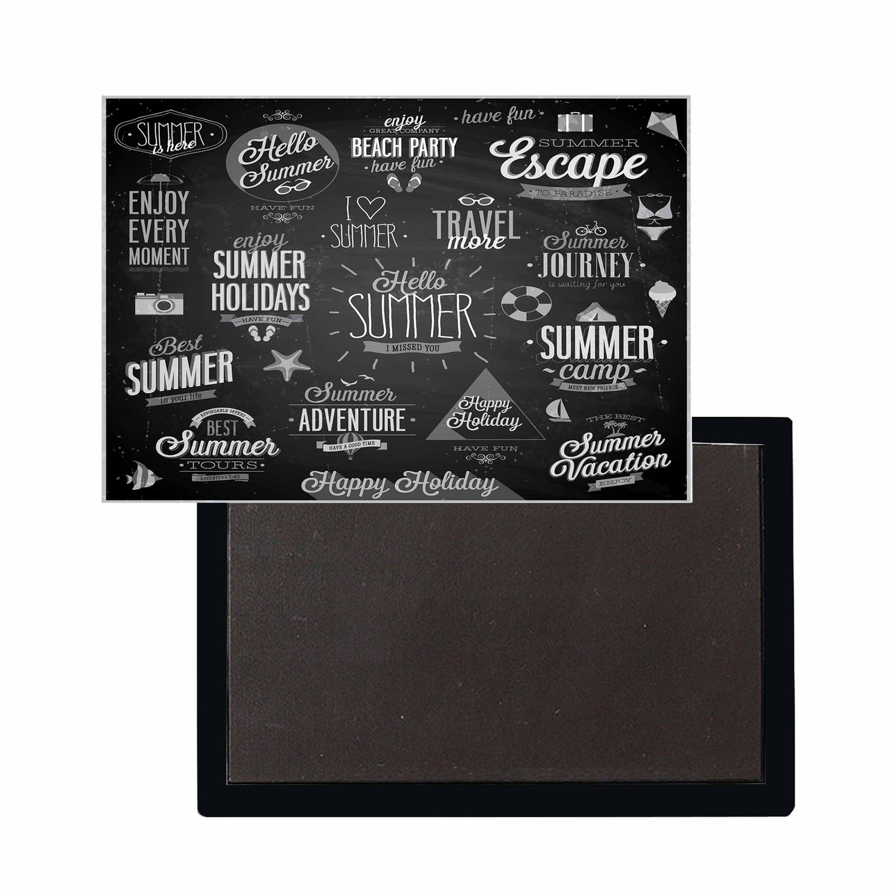 Black & White Super Travel Icons Designed Magnets