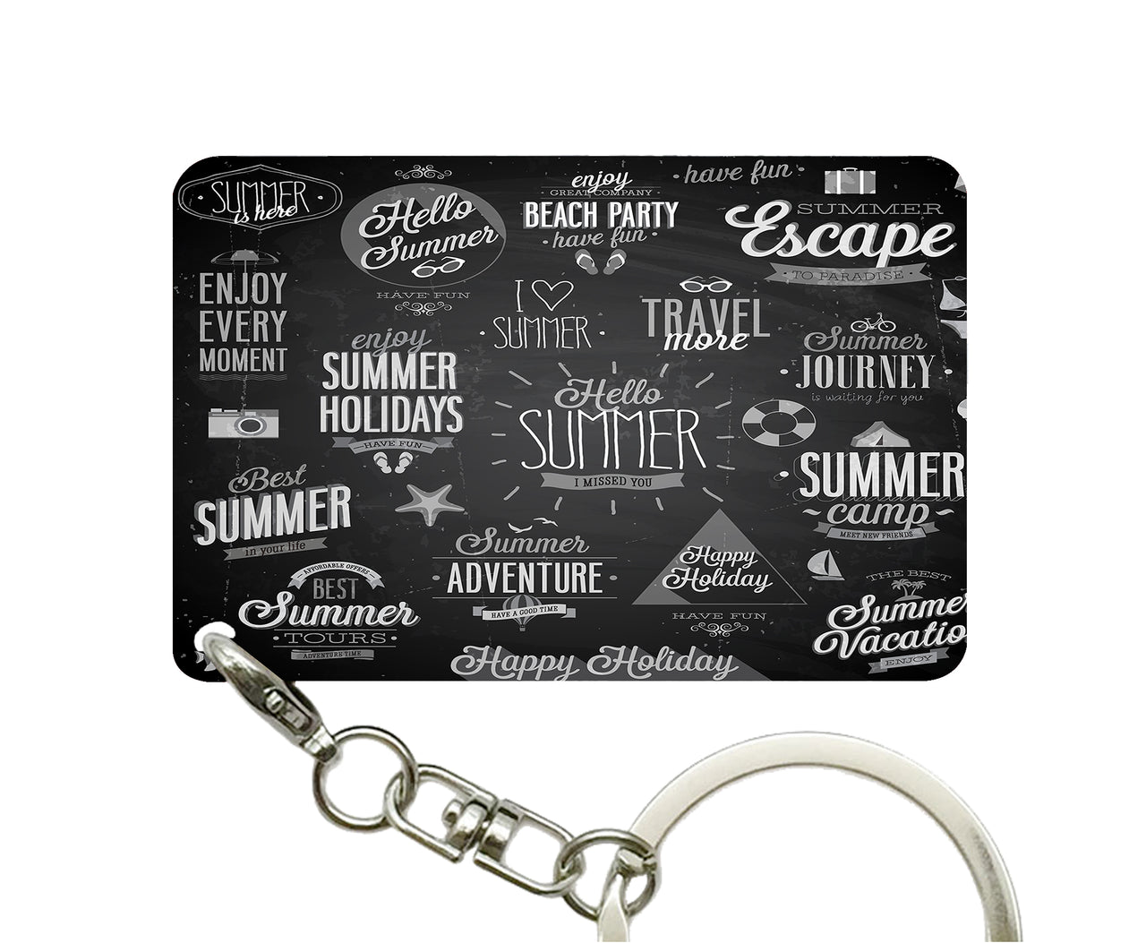 Black & White Super Travel Icons Designed Key Chains