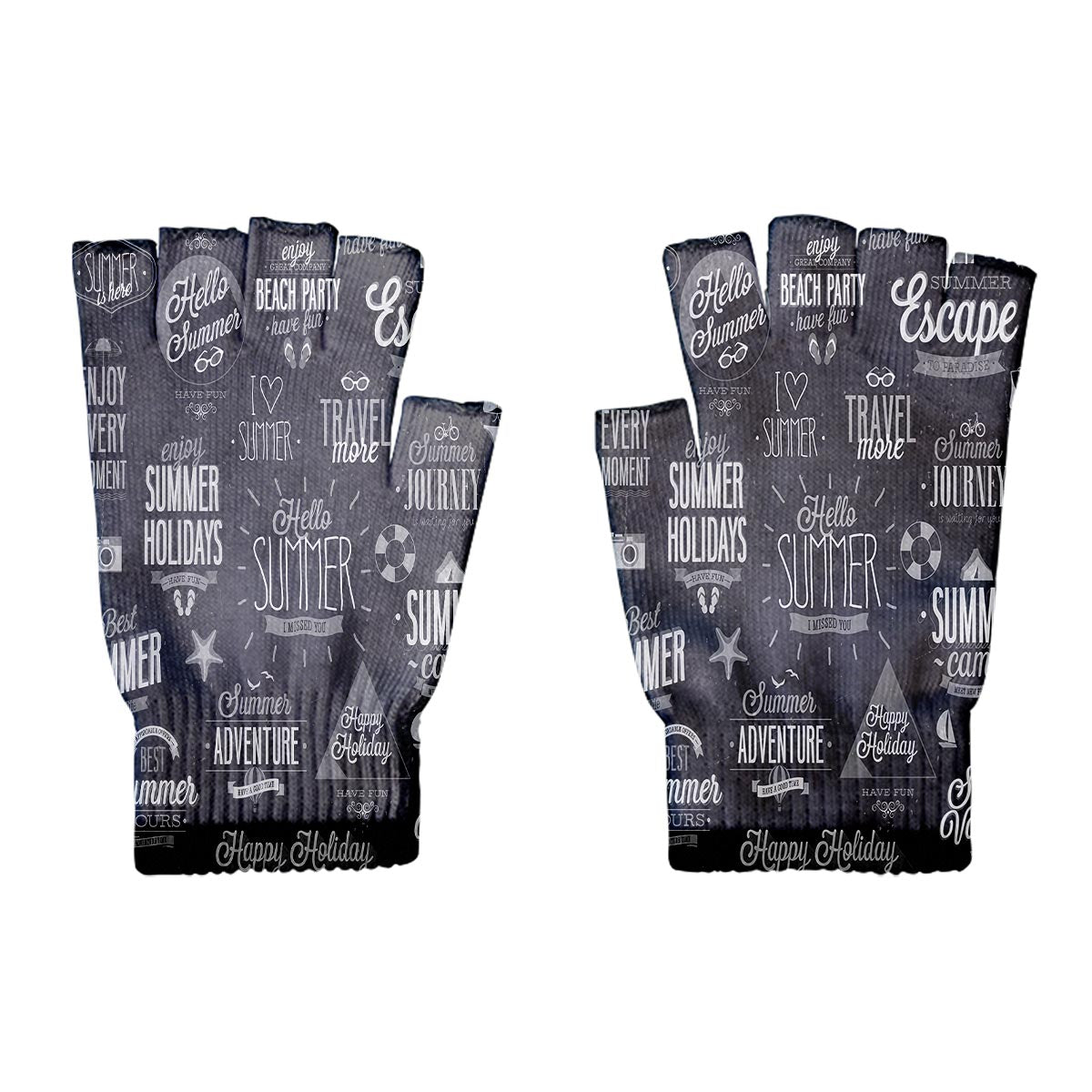 Black & White Super Travel Icons Designed Cut Gloves