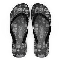 Thumbnail for Black & White Super Travel Icons Designed Slippers (Flip Flops)