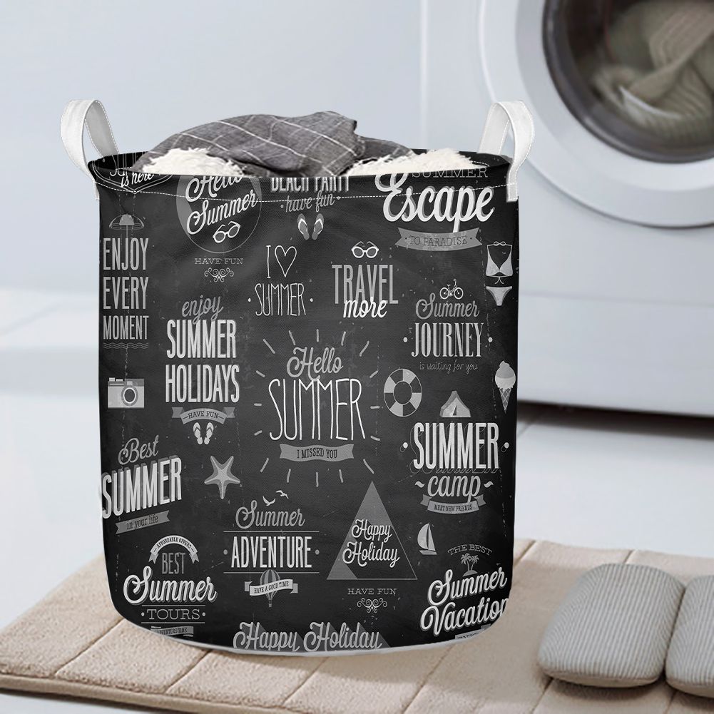 Black & White Super Travel Icons Designed Laundry Baskets