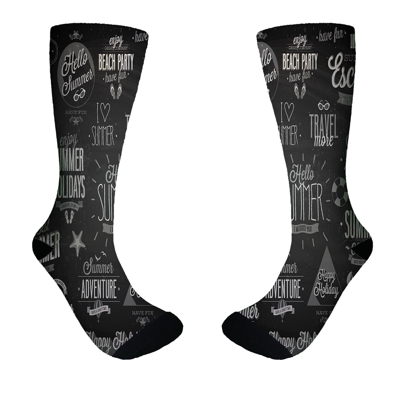 Black & White Super Travel Icons Designed Socks