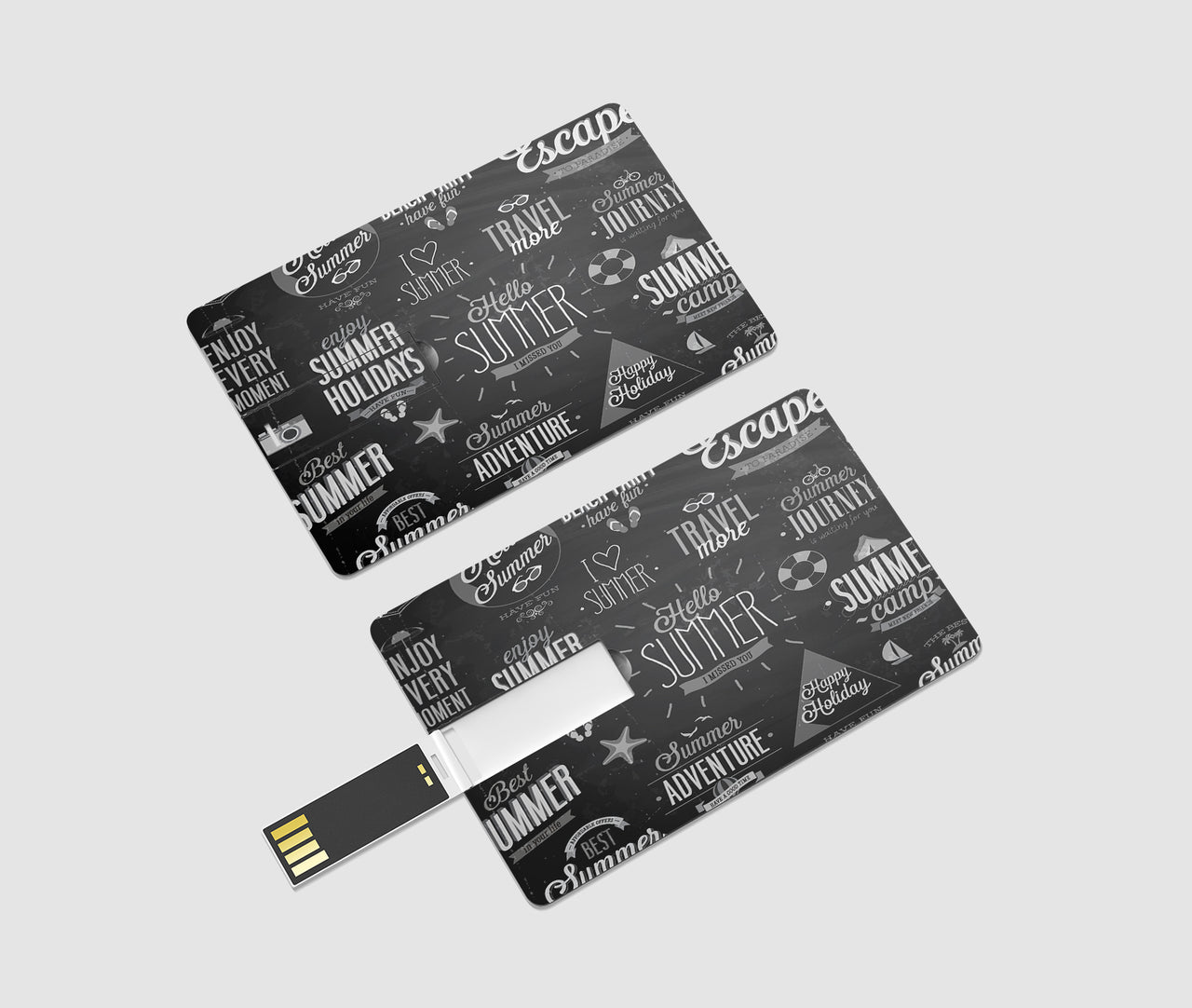 Black & White Super Travel Icons Designed USB Cards