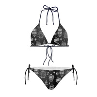 Thumbnail for Black & White Super Travel Icons Designed Triangle Bikini
