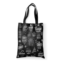 Thumbnail for Black & White Super Travel Icons Designed Tote Bags