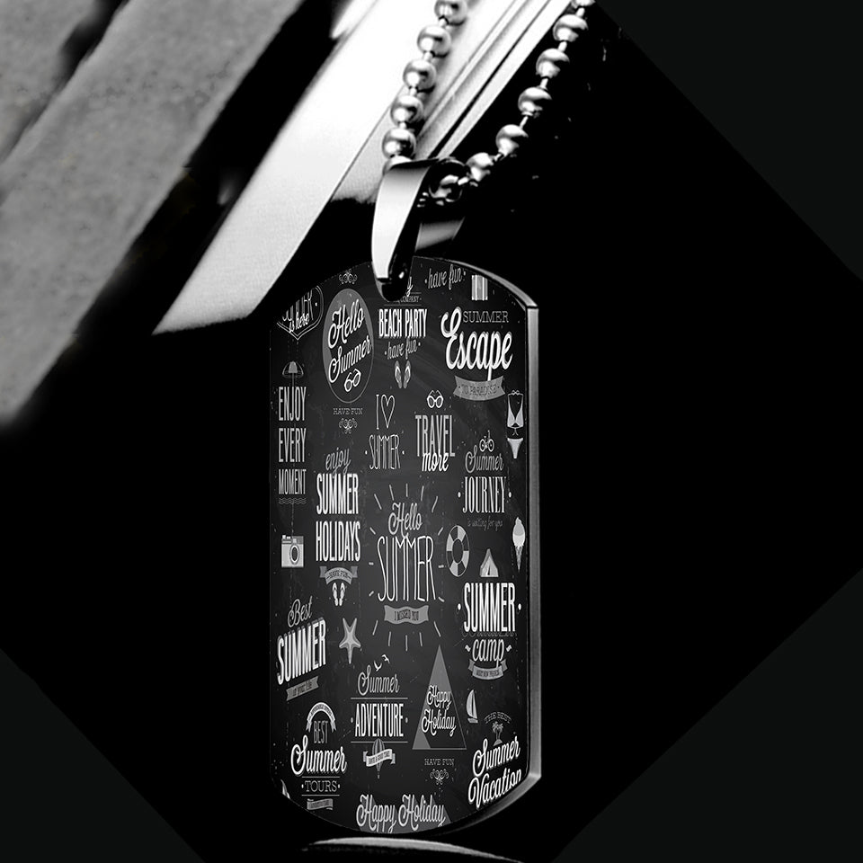 Black & White Super Travel Icons Designed Metal Necklaces