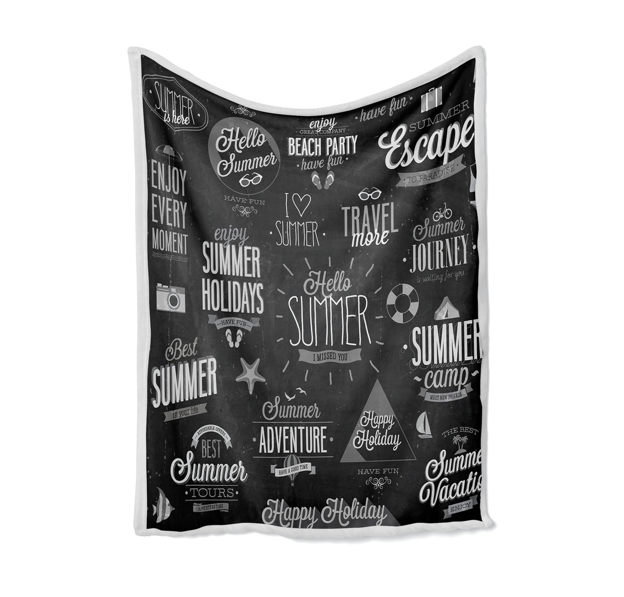 Black & White Super Travel Icons Designed Bed Blankets & Covers
