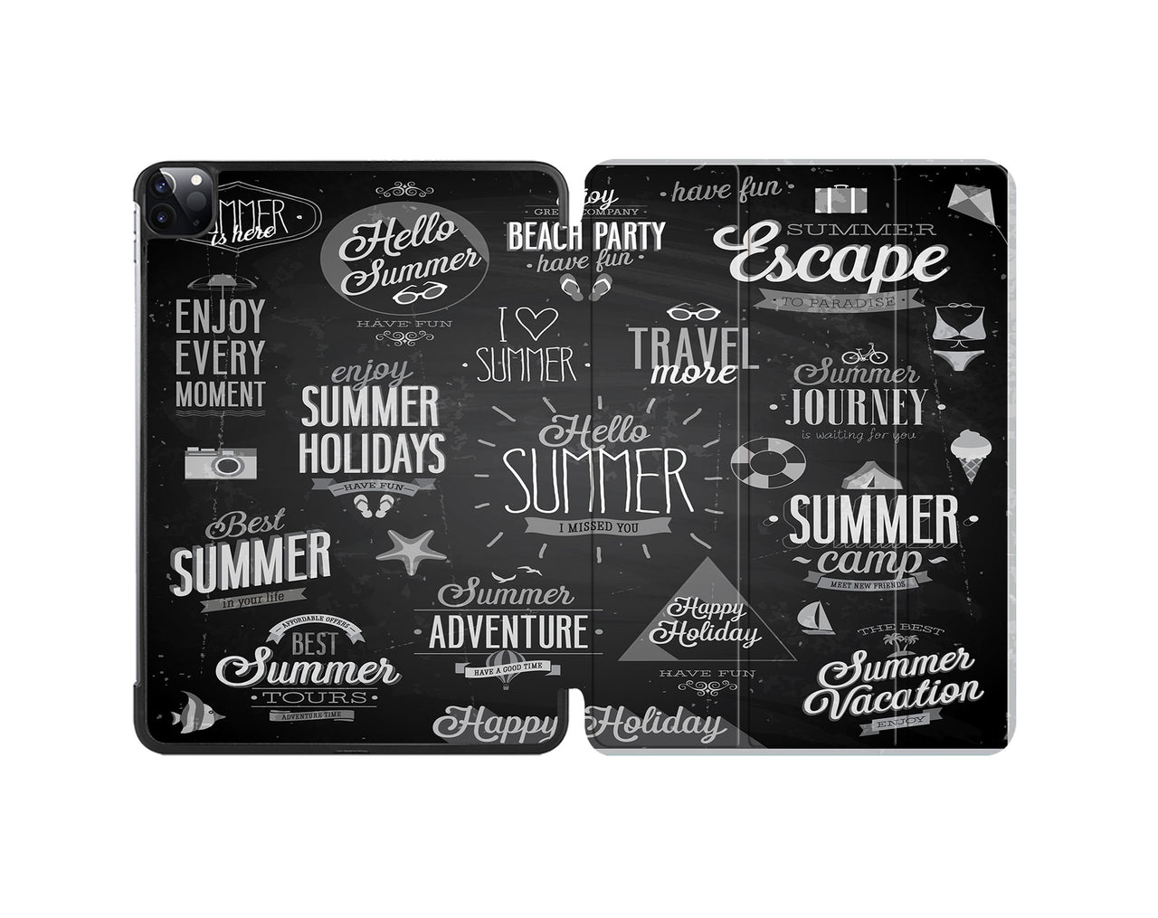 Black & White Super Travel Icons Designed iPad Cases
