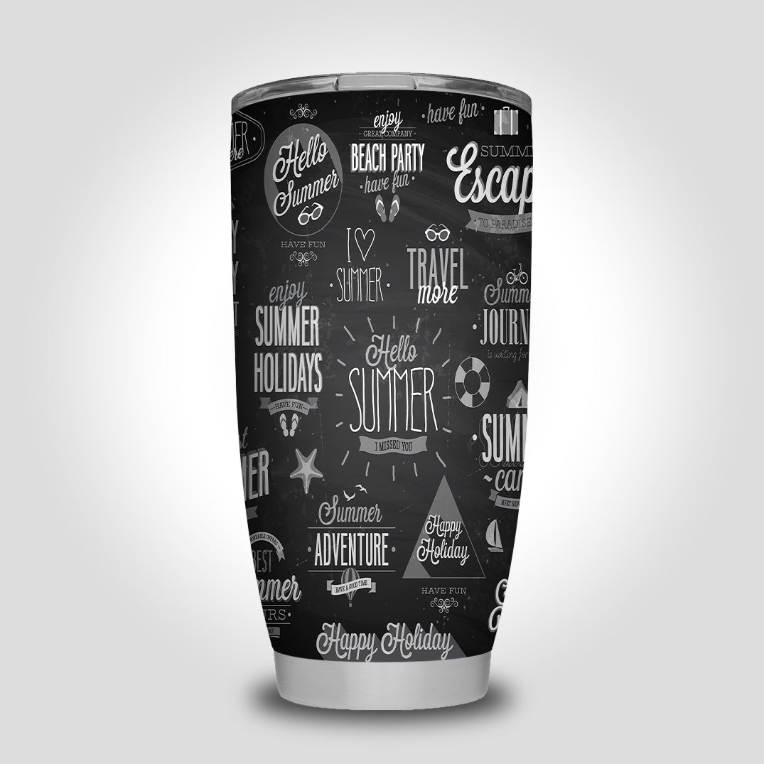 Black & White Super Travel Icons Designed Tumbler Travel Mugs