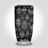 Thumbnail for Black & White Super Travel Icons Designed Tumbler Travel Mugs