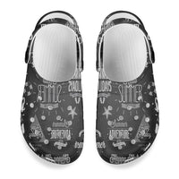 Thumbnail for Black & White Super Travel Icons Designed Hole Shoes & Slippers (MEN)