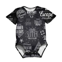 Thumbnail for Black & White Super Travel Icons Designed 3D Baby Bodysuits