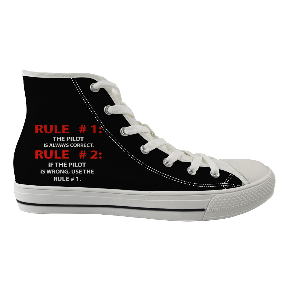 Rule 1 - Pilot is Always Correct Designed Long Canvas Shoes (Women)
