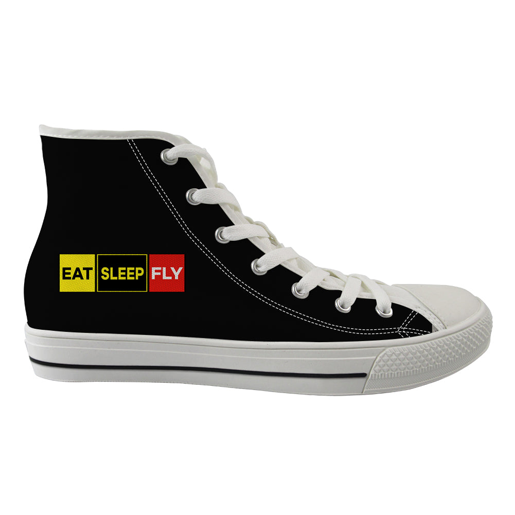 Eat Sleep Fly (Colourful) Designed Long Canvas Shoes (Women)
